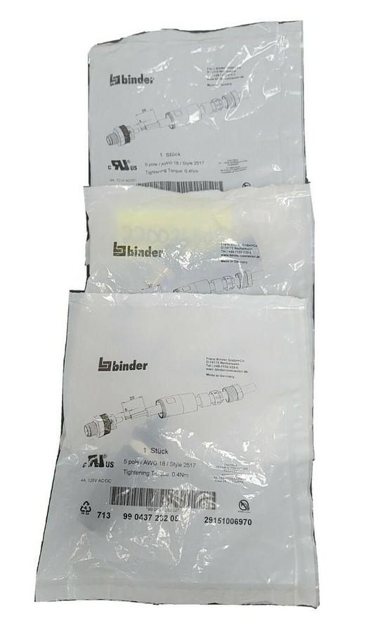 LOT OF 3 NEW BINDER 713-99-0437-282-05 CABLE CONNECTORS STYLE 2517