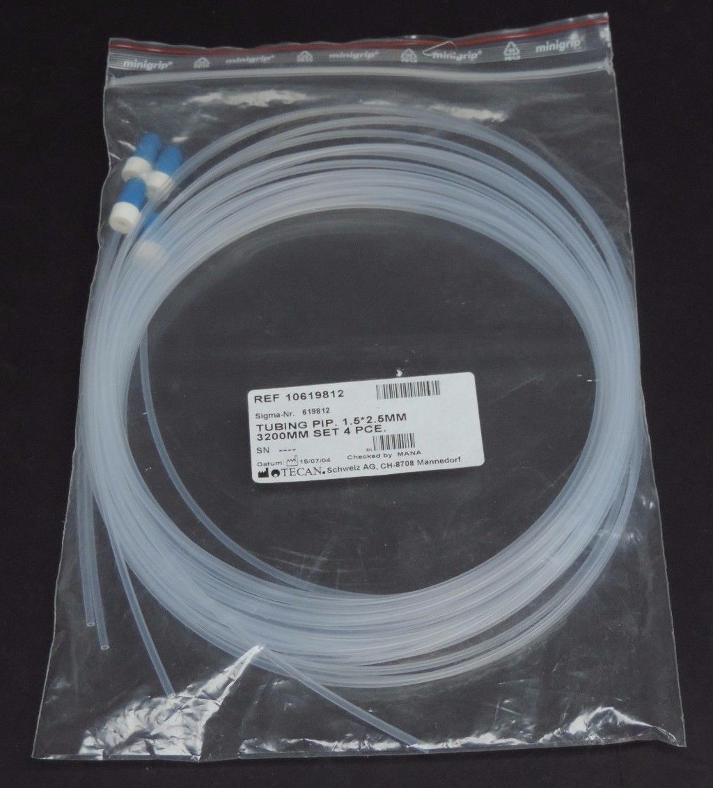 Used LOT OF 4 NEW TECAN 10619812 TUBING PIPETTE 1.5 X 2.5 X 3200 MM