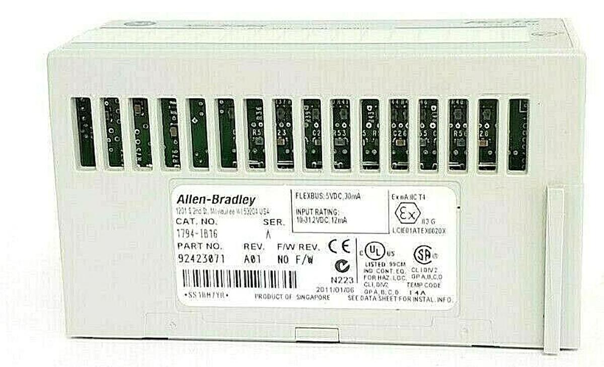 Used ALLEN BRADLEY 1794-IB16 FLEX I/O INPUT MODULE SER. A, REV. A01, P/N: 92423071