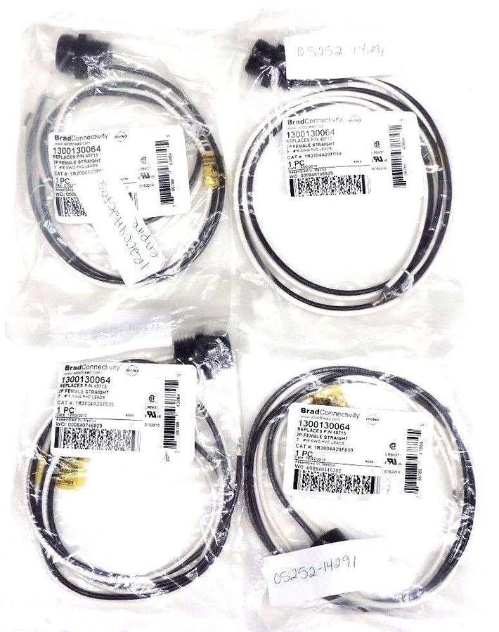 Used LOT OF 4 NEW WOODHEAD 1300130064 CONNECTORS 2P FEMALE STRAIGHT 3' LEADS