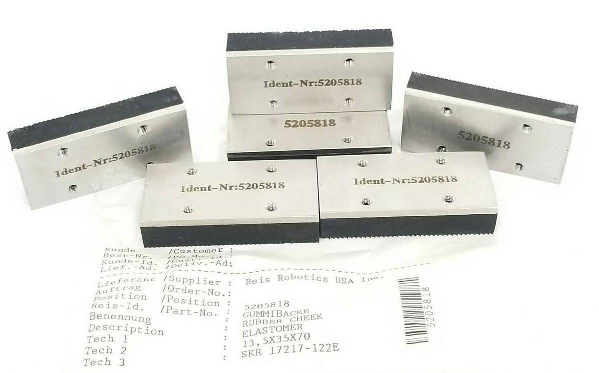 LOT OF 6 NEW REIS ROBOTICS USA 5205818 RUBBER CHEEKS SKR 17217-122E
