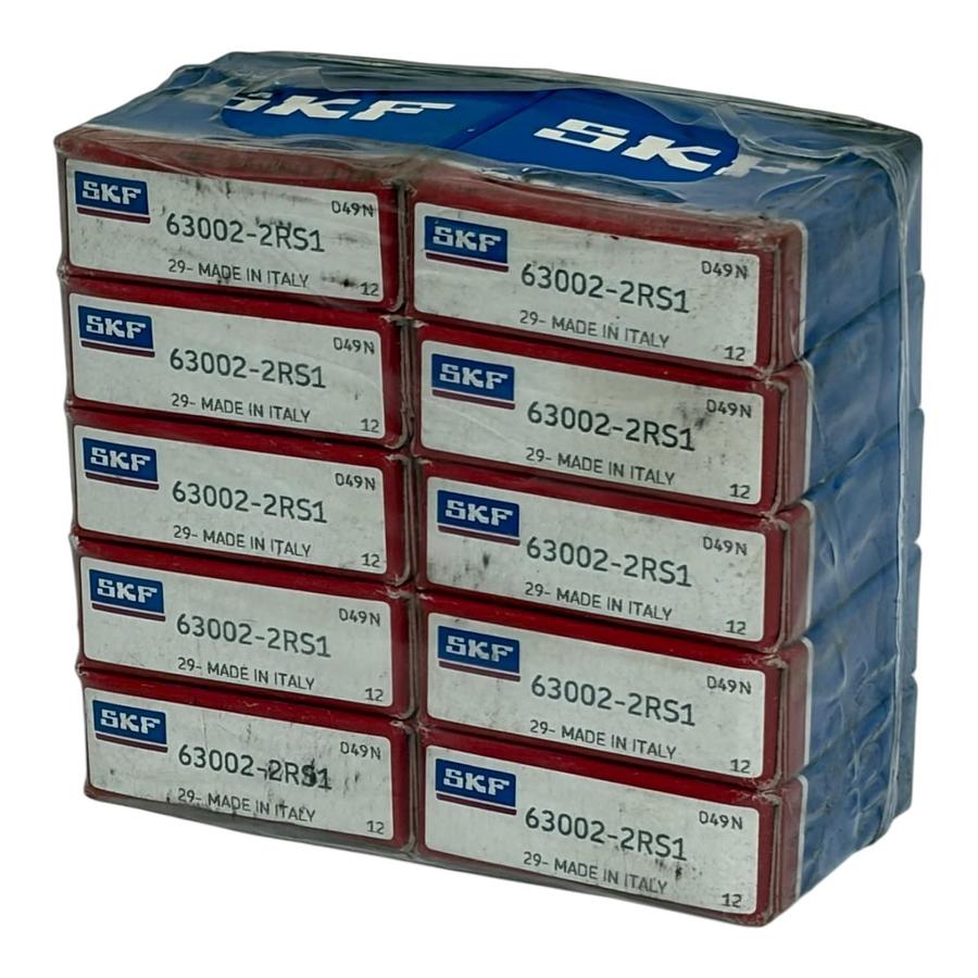 Used SKF 63002-2RS1 Deep Groove Ball Bearings Made in Italy Factory Pack of 10 New