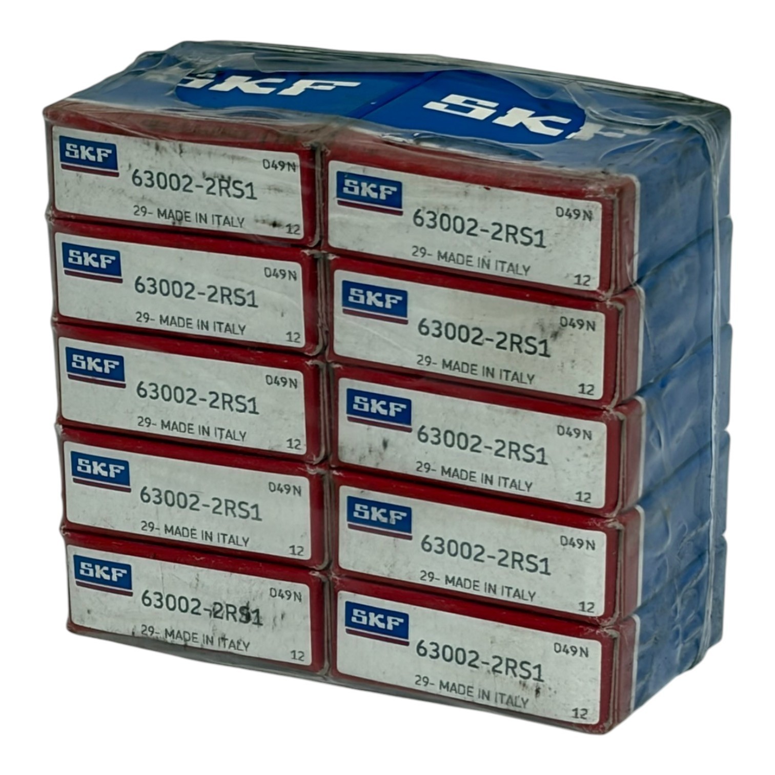 Used SKF 63002-2RS1 Deep Groove Ball Bearings Made in Italy Factory Pack of 10 New