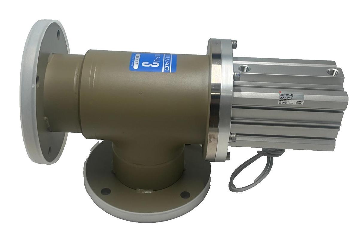 Used ULVAC VLP-U3-A Pneumatic Vacuum Angle Valve w/ SMC CDQ2B63-75 Air Cylinder NEW
