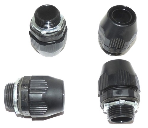 Used LOT OF 4 NEW THOMAS & BETTS 1" LIQUID TIGHT BULLET CONNECTORS FNMC-B