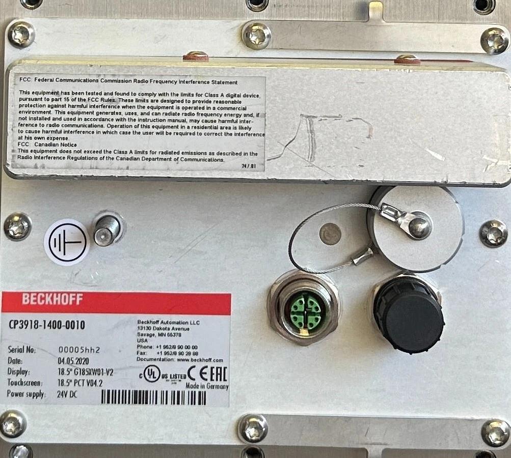 Used BECKHOFF CP3918-1400-0010 / CP391814000010 18.5'' SS MULTI-TOUCH CONTROL PANEL