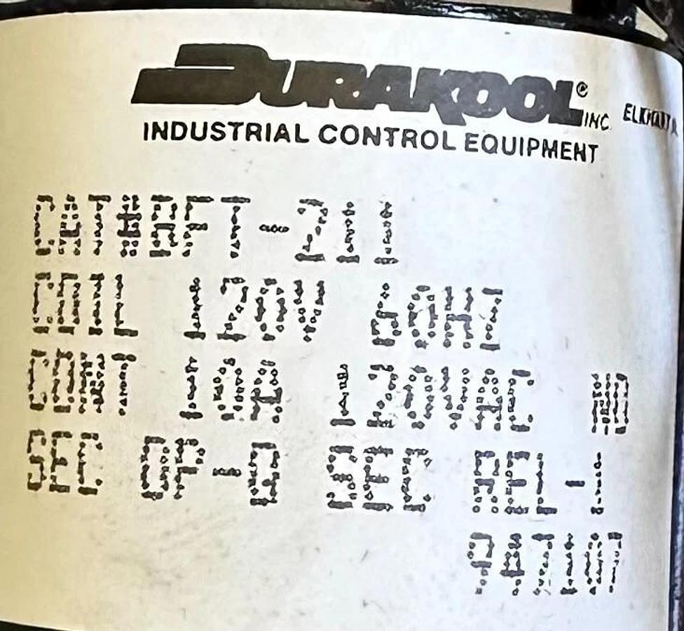 NEW AEC DURAKOOL BFT-211 / BFT211 RELAY 120VAC COIL 120V 60Hz