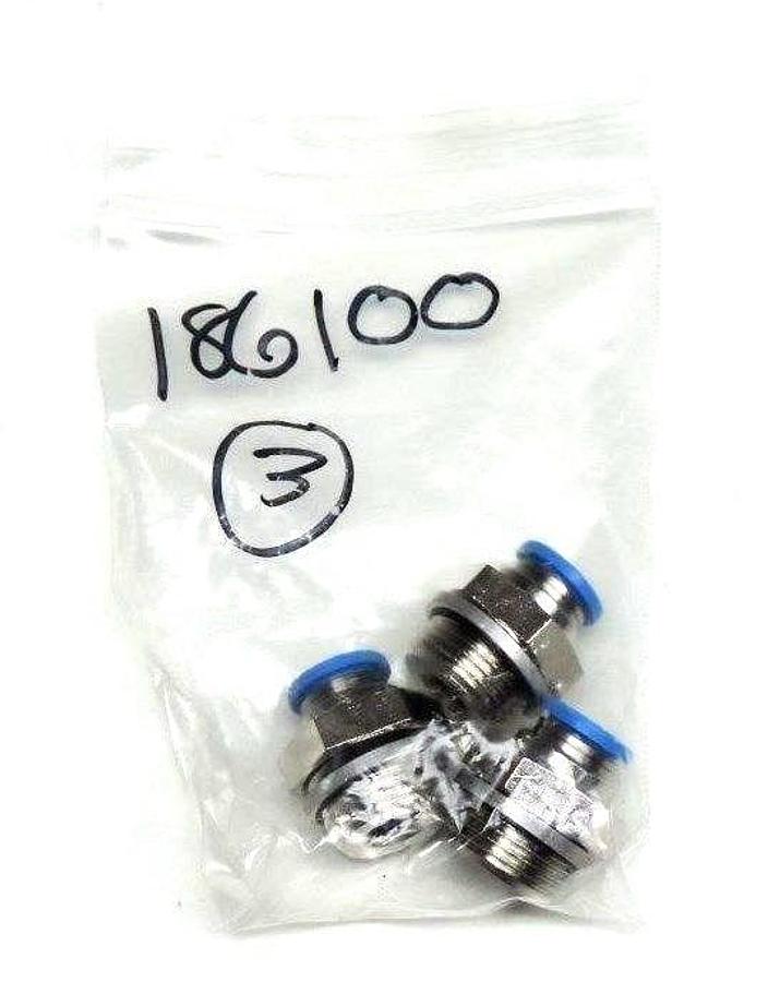 Used LOT OF 3 NEW FESTO 186100 PUSH IN MALE THREAD FITTINGS