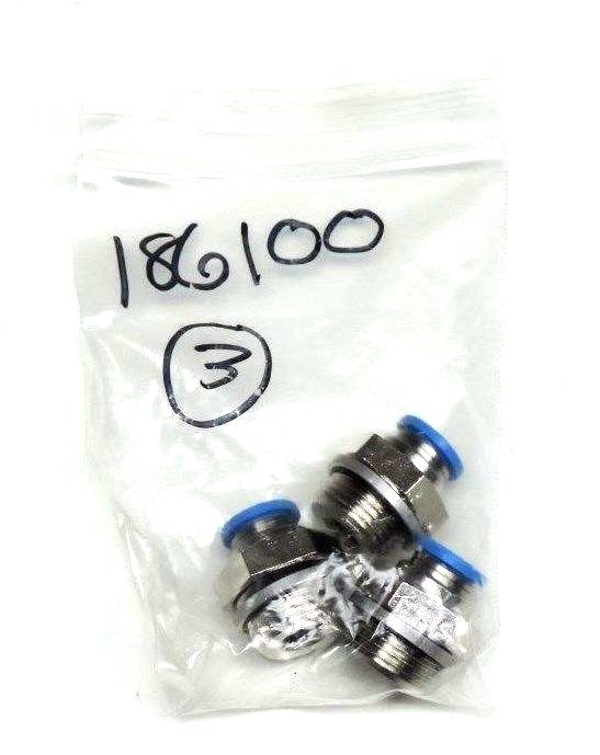 Used LOT OF 3 NEW FESTO 186100 PUSH IN MALE THREAD FITTINGS