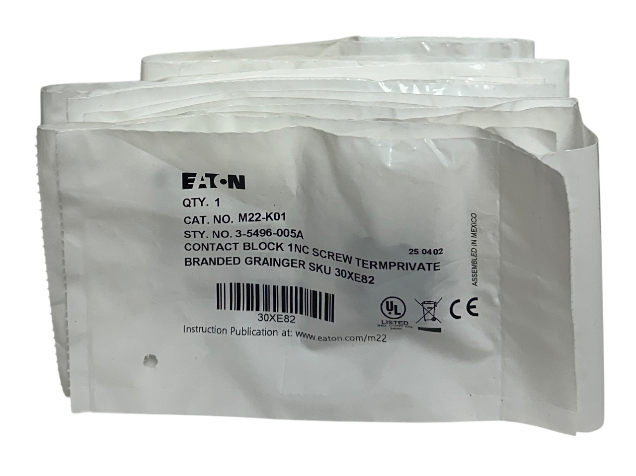 19 EATON M22-K01 / 3-5496-005A CONTACT BLOCKS 1NC AC/DC RMQ TITAN 30XE82 NSFS