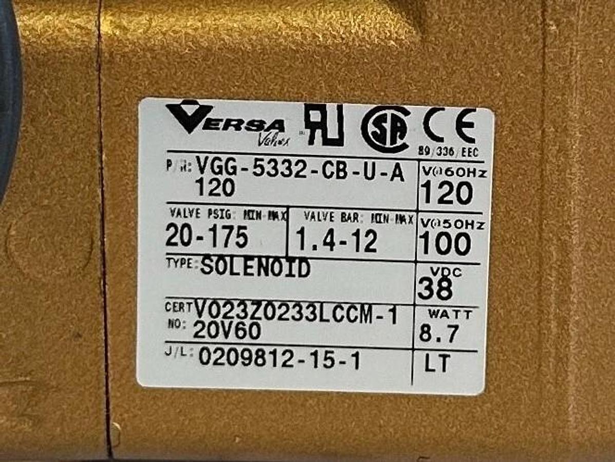 NEW VERSA VALVES VGG-5332-CB-U-A120 / VGG5332CBUA120 5-WAY SOLENOID VALVE 120V