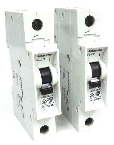 Used LOT OF 2 SIEMENS 5SX21C2 CIRCUIT BREAKERS 5SX21-C2, 230/400V