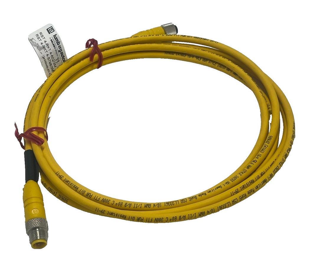 Used LUMBERG RST 4-RKT M12 Male Straight to Female Straight 4-Pin Cordset 1142mm