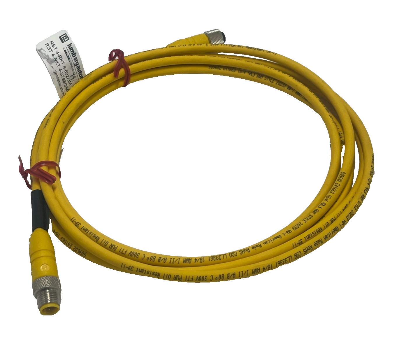 Used LUMBERG RST 4-RKT M12 Male Straight to Female Straight 4-Pin Cordset 1142mm