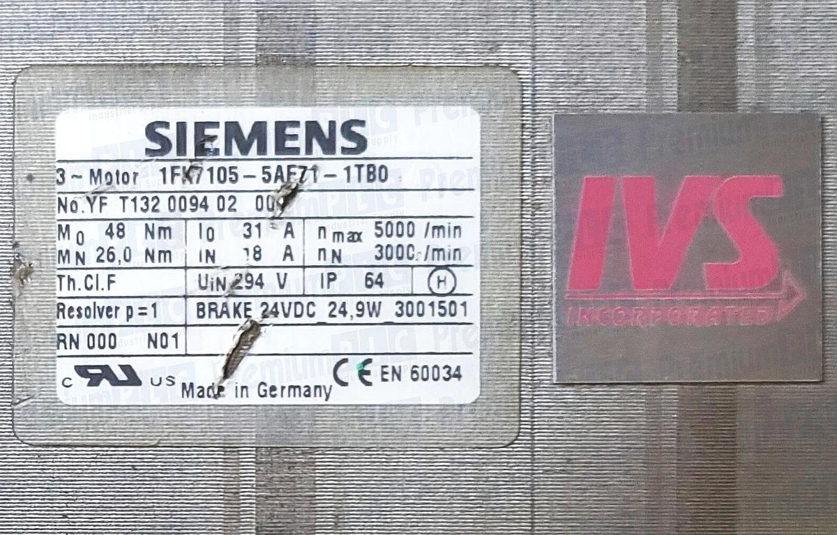 Refurbished REPAIRED SIEMENS 1FK7105-5AF71-1TB0 SIMOTICS S SERVO MOTOR 1FK7 COMPACT 8.17kW