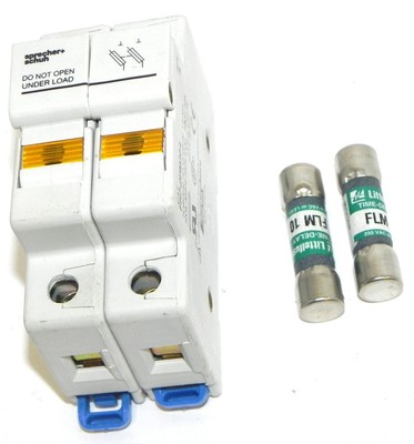 Used SPRECHER SCHUH FH7-2PM30-L FUSE HOLDER SER. A W/ 2 LITTLEFUSE FLM10 FUSES