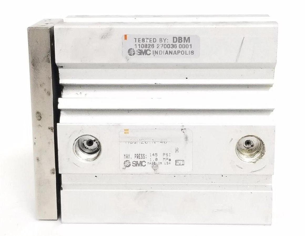 Used SMC MGQM20TN-40 COMPACT AIR SLIDE GUIDED CYLINDER, 145PSI / 1.0MPA