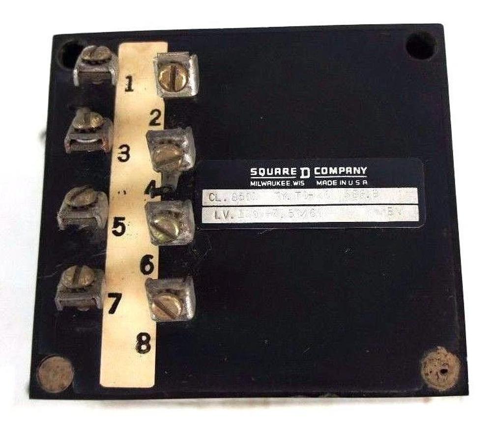Used SQUARE D 8501T020 RELAY SER. B LV. 120 HZ. 50/60 CL. 8501 TY. T0-20