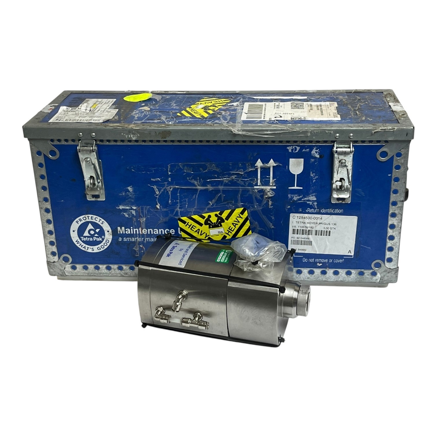 Used Tetra Pak 1284500-0014 FP-2B Hoyer Continuous Freezer Sanitary Inlet Pump & Case