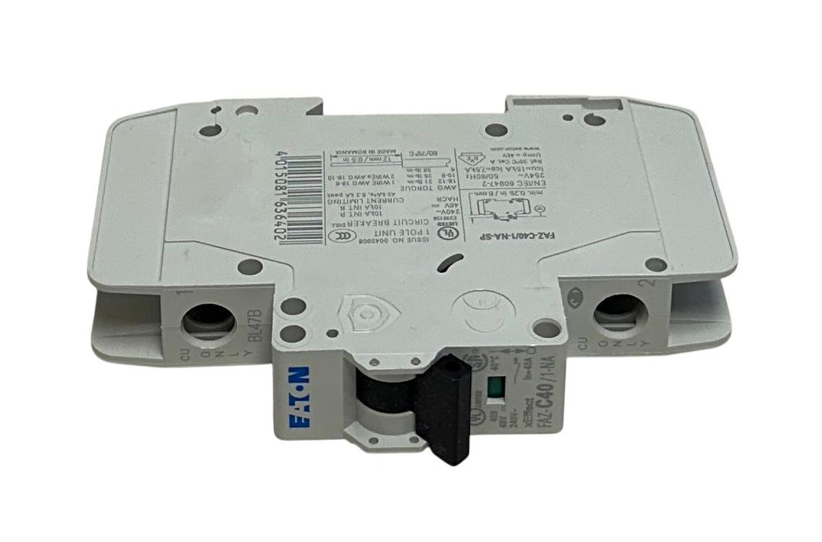 Used EATON FAZ-C40/1-NA-SP / 167141 MOELLER SERIES CIRCUIT BREAKER 40A 1P 240VAC NSMP