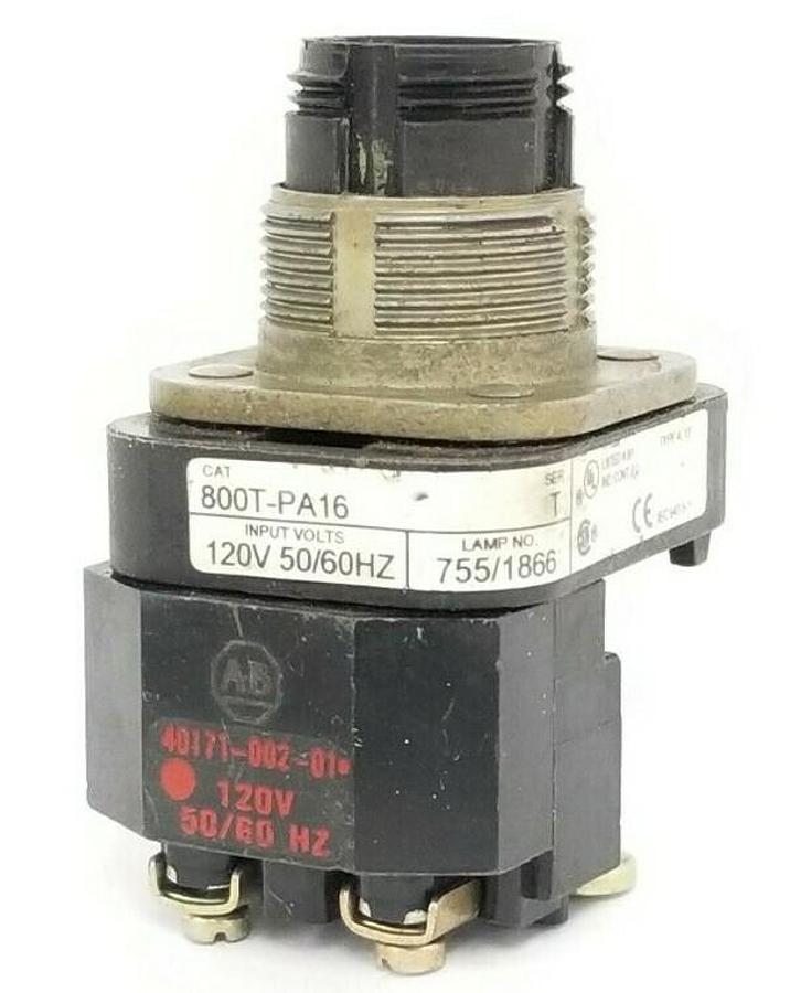 Used ALLEN BRADLEY 800T-PA16 PUSHBUTTON 800TPA16 SER. T 40171-002-01, 120V