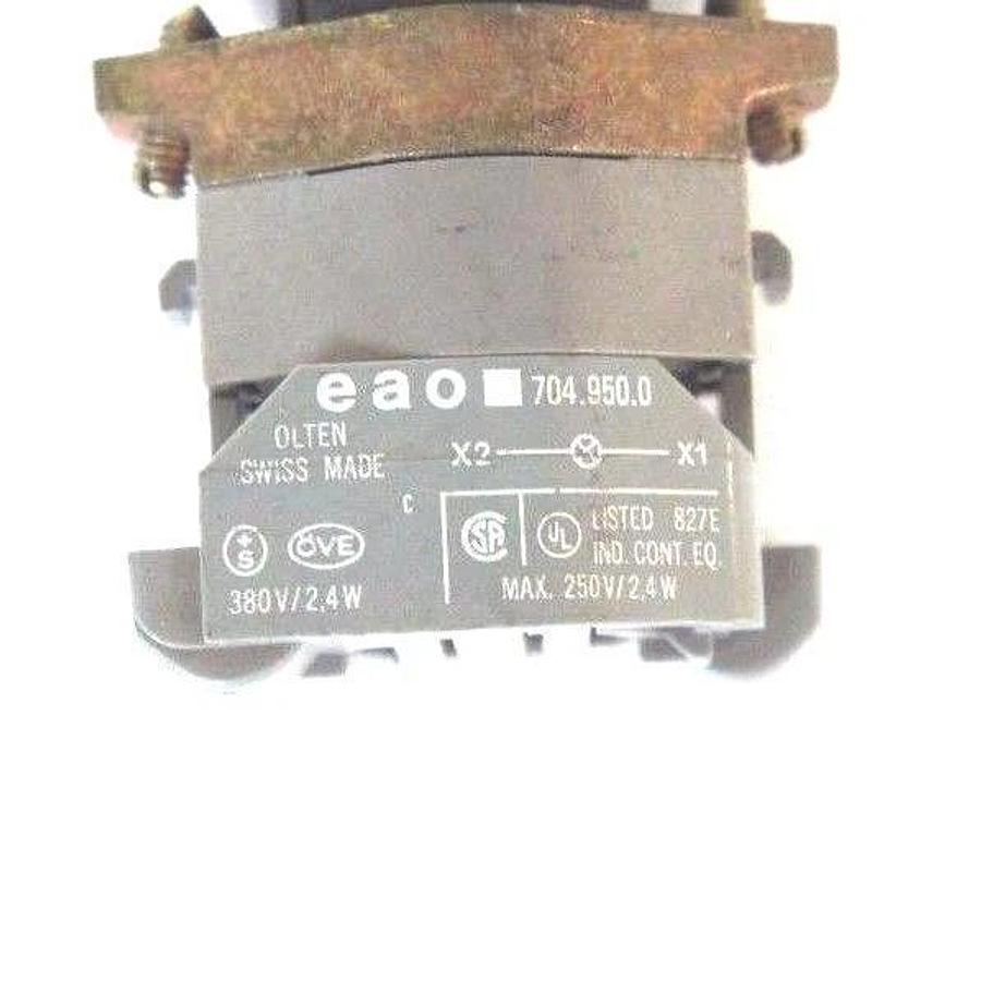 Used EAO 704.950.0 LAMP SOCKET 250VAC W/ RED BUTTON