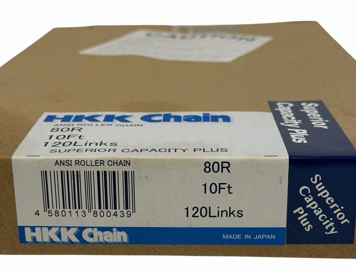 NIB HKK CHAIN 80R 10FT 120LINKS ANSI ROLLER CHAIN SUPERIOR CAPACITY PLUS