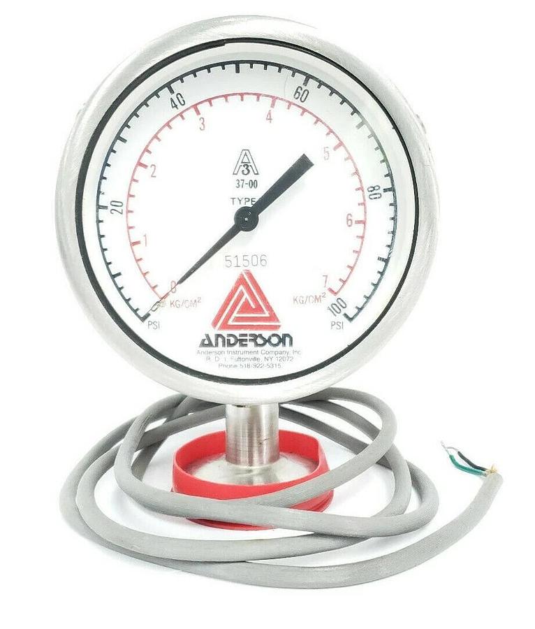Used ANDERSON A3 37-00 TYPE S PRESSURE GAUGE, 0-100PSI, 0-7KG/CM^2, 51506