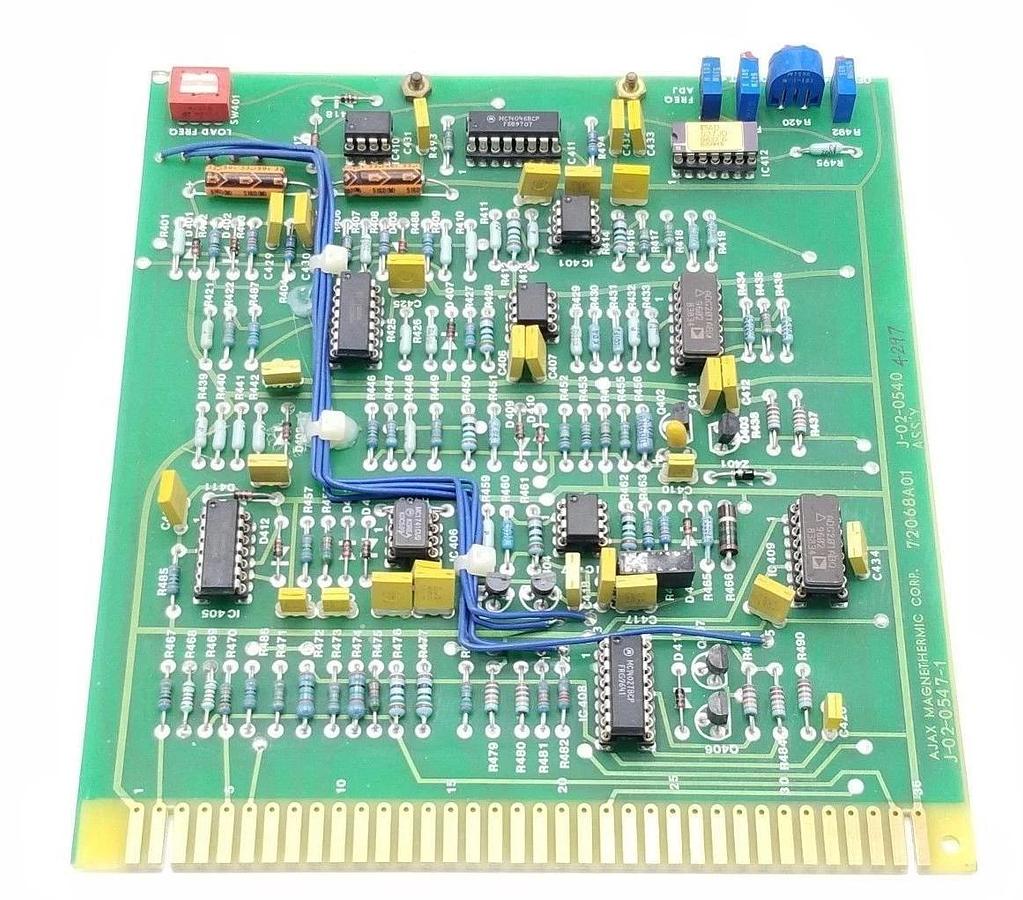 Used AJAX MAGNETHERMIC J-02-0547-1 PC BOARD SC72068A01, J-02-0546-1