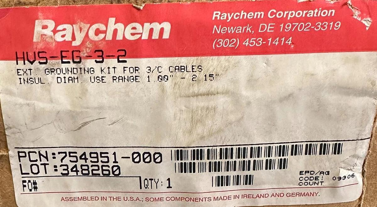 NEW RAYCHEM HVS-EG-3-2 / HVSEG32 EXT. GROUNDING KIT FOR 3/C CABLES 754951-000