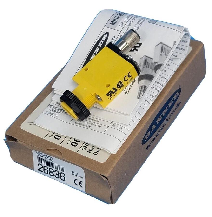 Used NEW BANNER SM312FQD MINI-BEAM PHOTOELECTRIC SENSOR 10-30VDC 26836