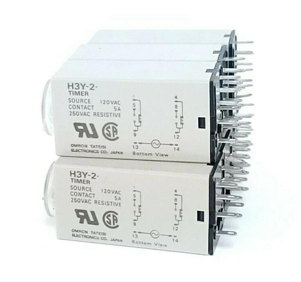 Used LOT OF 7 OMRON H3Y-2 TIMERS H3Y2 120VAC 0-3 MINUTE