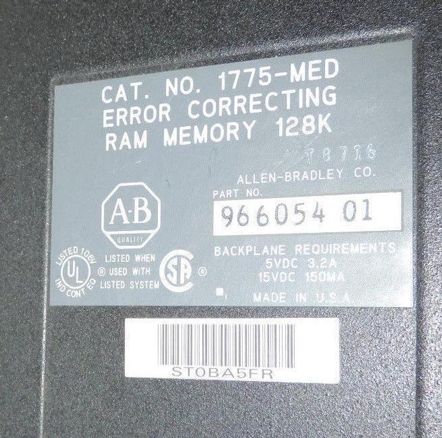 Used ALLEN BRADLEY 1775-MED ERROR CORRECTING RAM MEMORY 128K 966054 01 1775MED