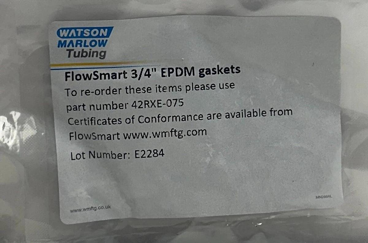 Used WATSON MARLOW 1032-0075-0010 / 42RXE-075 Q-CLAMPS / EPDM 3/4'' GASKETS NSFS
