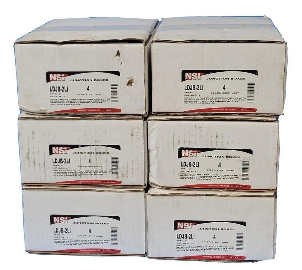 Used LOT OF 24 NEW NSI LDJB-2LI JUNCTION BOXES COLOR: LIGHT IVORY DEPTH: 2''