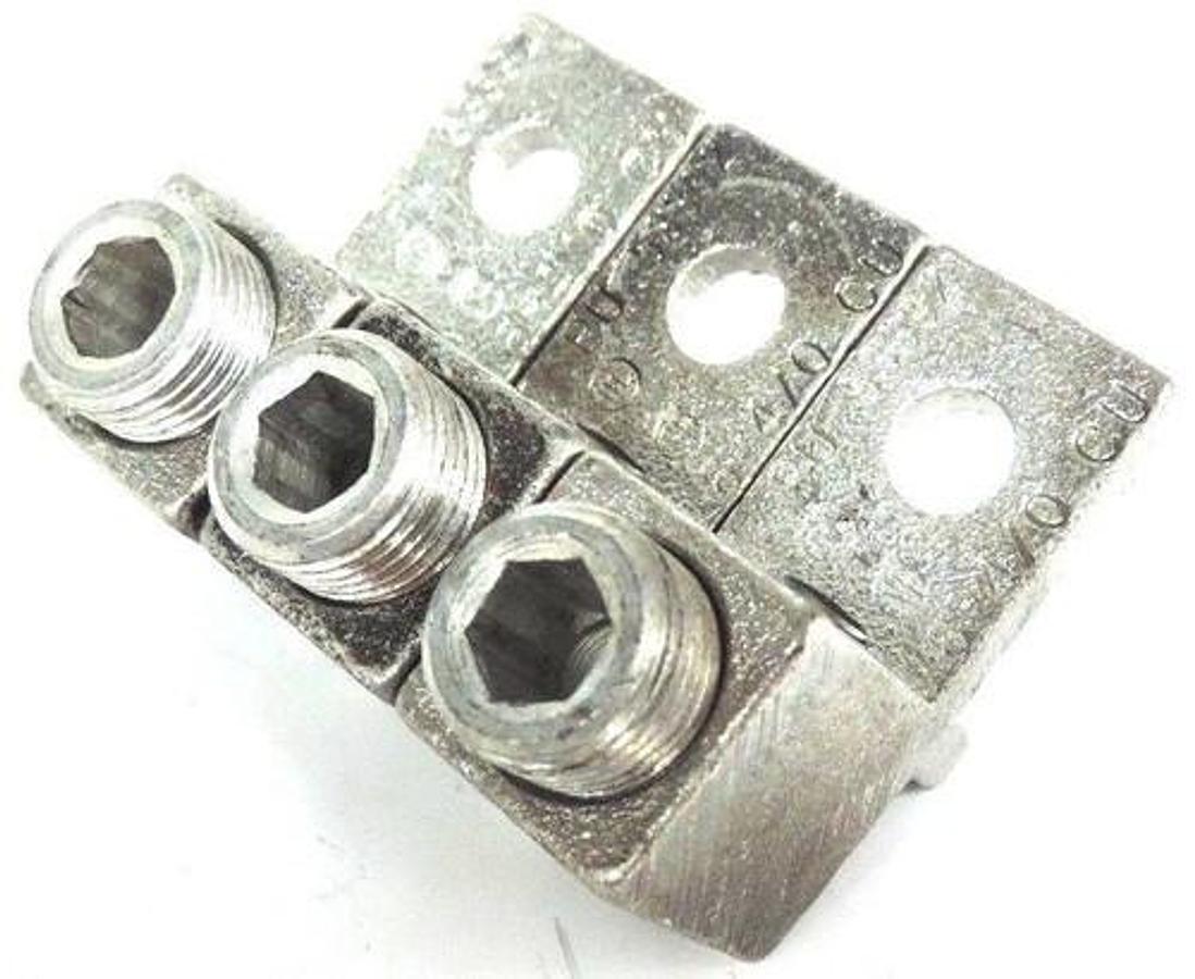 Used LOT OF 3 ALUMINUM TERMINAL LUGS PU 53392 6-4/0 CU, PU53392, 6-4/0CU