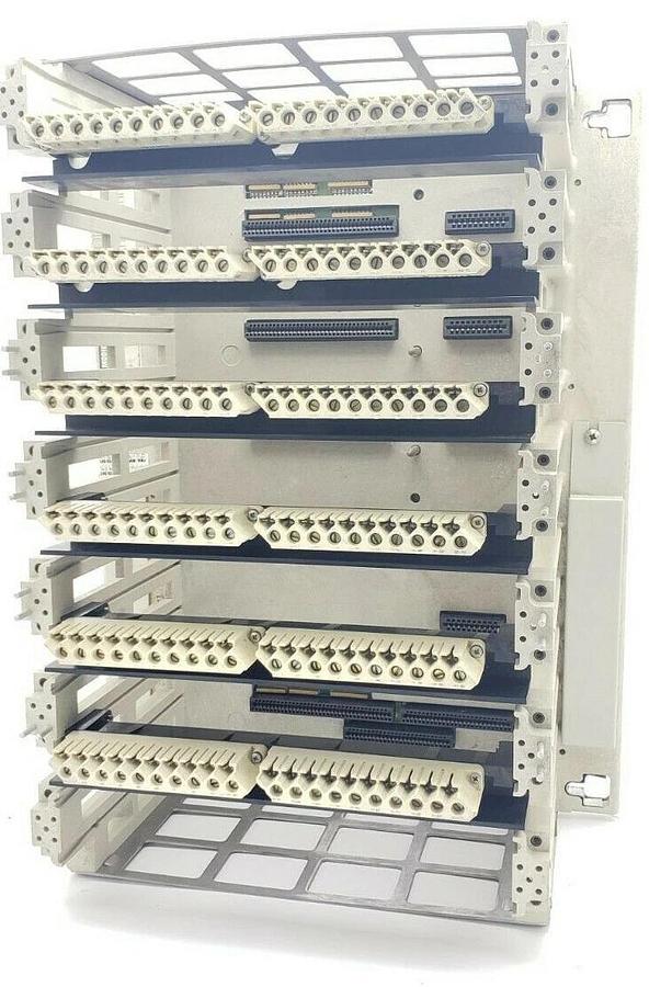 Used MODICON AS-9534-002 984 SERIES 7-SLOT CHASSIS RACK AS-H819-209 W/ WIRING ARMS