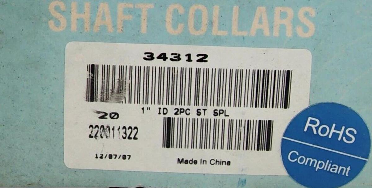 Used 20 NEW FASTENAL 34312 1'' ID 2PC ST SPL SHAFT COLLARS