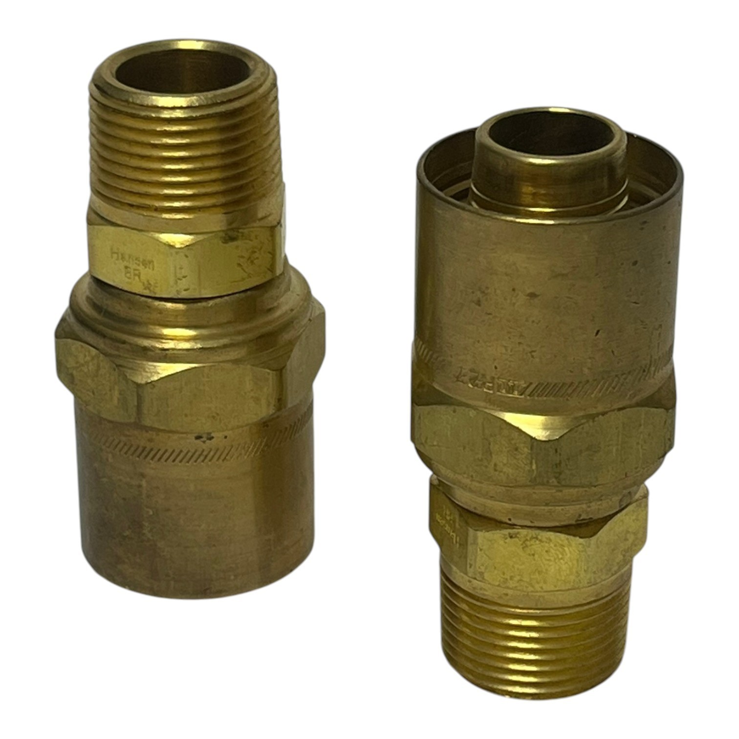 Used (2) Hansen 3/4" 8R27 Series 8-ST Straight-Through Quick Disconnect Male Plugs