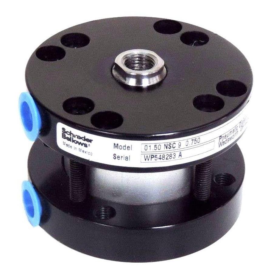Used NEW SCHRADER BELLOWS 01.50 NSC 9 0.750 PNEUMATIC CYLINDER 250PSI, 0150NSC90750