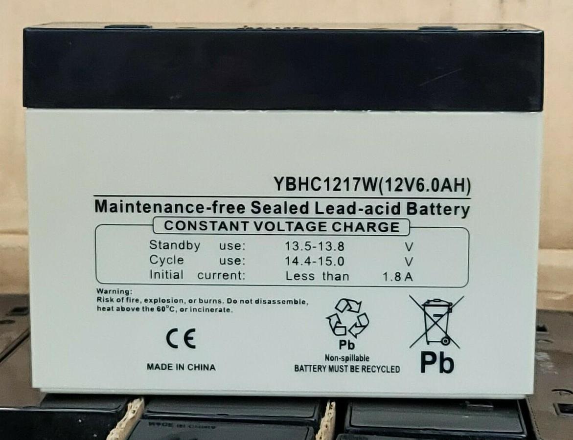 Used BOX OF 10 NEW YBHC1217W (12V6.0AH) MAINTENANCE-FREE SEALED LEAD-ACID BATTERIES
