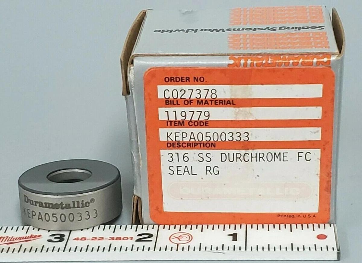 Used NIB DURAMETALLIC KEPA0500333 316 SS DURCHROME FC SEAL RING