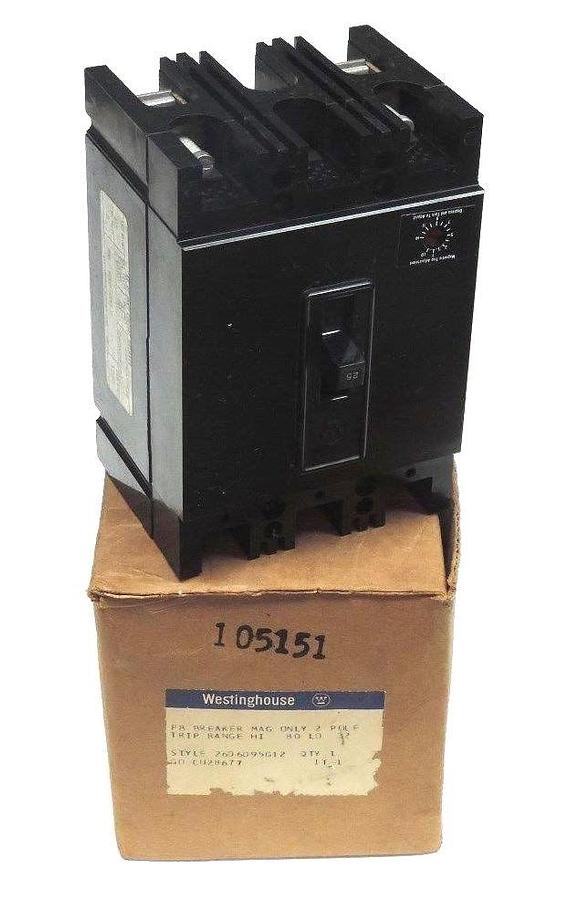 NIB WESTINGHOUSE 2606D95G12 DE-ION CIRCUIT BREAKER 600VAC, 250VDC, 25AMP, 2POLE