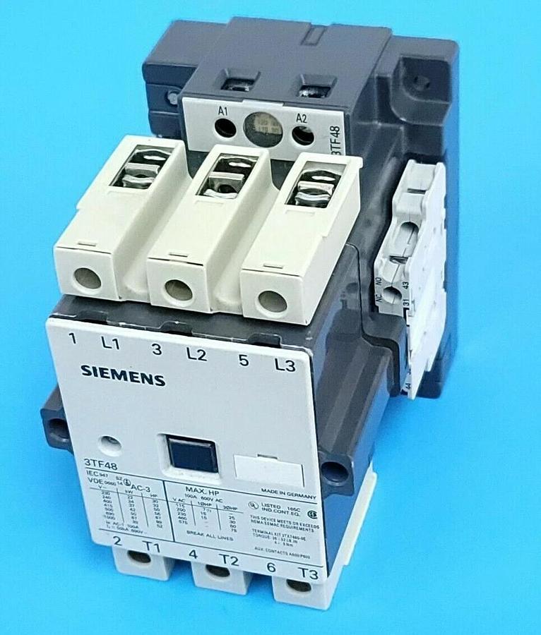 Used SIEMENS 3TF4810A-K6 CONTACTOR 3-POLE 110/120VAC 3TF48