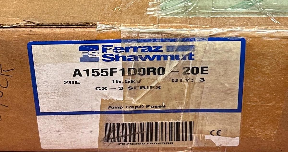 Used 3 FERRAZ SHAWMUT A155F1D0R0-20E / A155F1D0R020E Amp-trap CS-3 SERIES 15.5kV NSMP