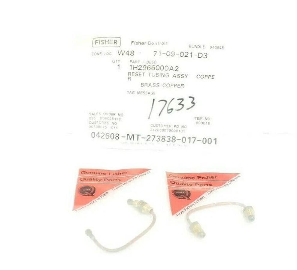 Used LOT OF 2 NEW FISHER CONTROLS 1H2966000A2 RESET TUBING ASSEMBLIES