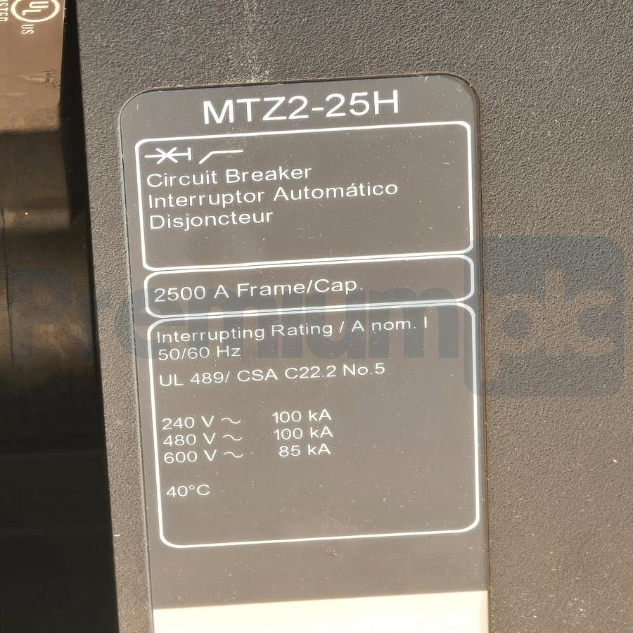 Used Square D Schneider MTZ2-25H MicroLogic 6.0Xi Masterpact Circuit Breaker 2500A 4P