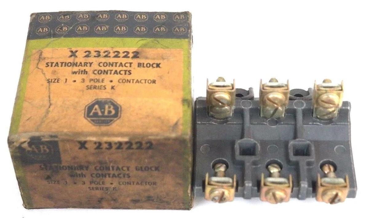 NIB ALLEN BRADLEY X232222 STATIONARY CONTACT BLOCK SIZE 4, 3 POLE , SERIES K