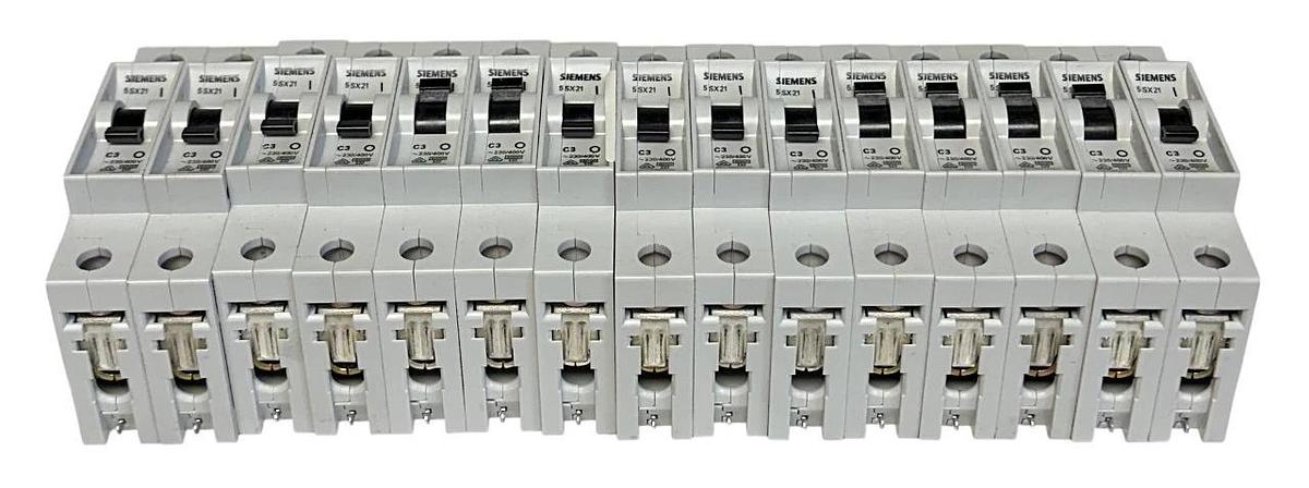Used 15 SIEMENS 5SX21-C3 / 5SX21 / 5SX2 MINI CIRCUIT BREAKERS 230/400V 1-POLE USNP