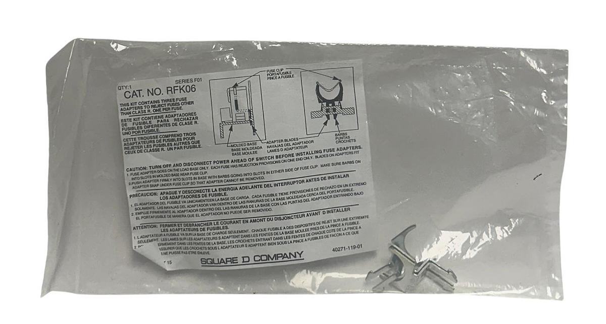 4 SQUARE D RFK06 SAFETY SWITCH FUSE KITS SERIES F01 3-ADAPTERS PER BAG NSFS